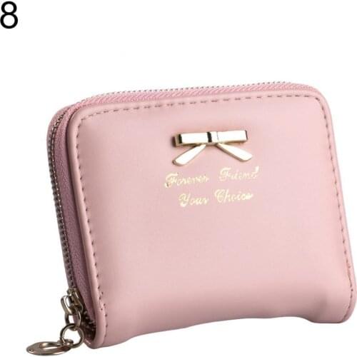 Fashion Women\s Mini Faux Leather Purse Bowknot Wallet Card Holder Handbag