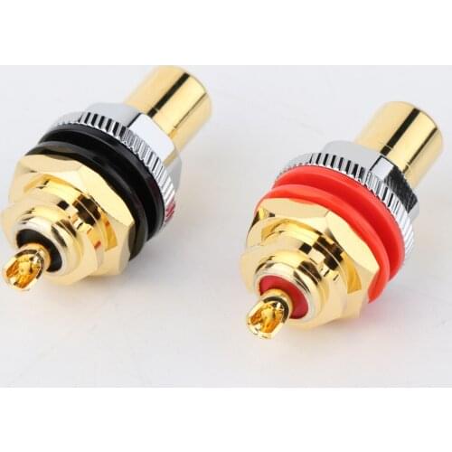 Monosaudio 4pcs C401G 99.998% Pure Copper RCA Sockets Terminal Chassis Pure Copper Rhodium Plated Isolation Metal Connectors