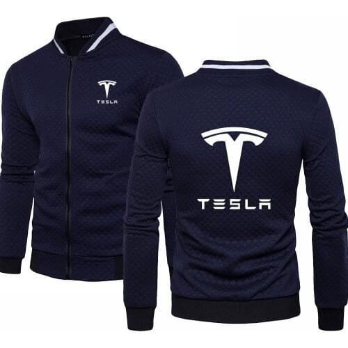 Mens Sweatshirts Tesla Print Sweatshirt Spring Autumn Mens Jacket Long Sleeve Sportswear Casual Zipper Hoody Male Tops Clothing