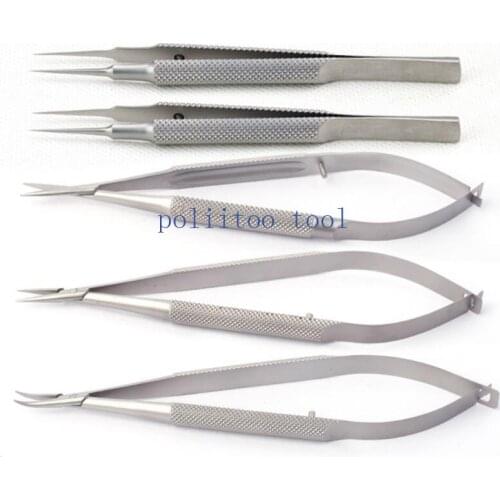 Instruments Set 12.5/14/16/18cm Scissors+Needle Holders +Tweezers stainless steel Instruments Ophthalmic Surgical Tools