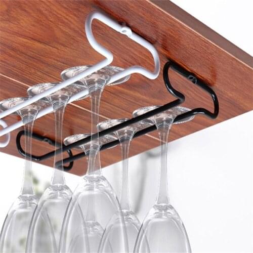 Wine Glass Holder Hanging Goblet Holder Simple Inverted Wine Rack Single Row Glass Rack Storage Rack Home Kitchen Accessories