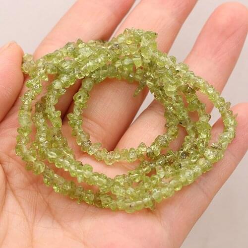 Natural Stone 3-6mm Irregular Shape Freeform Chip Bead Olivine Crystal for Jewelry Making Necklace Bracelet Crafts 40cm