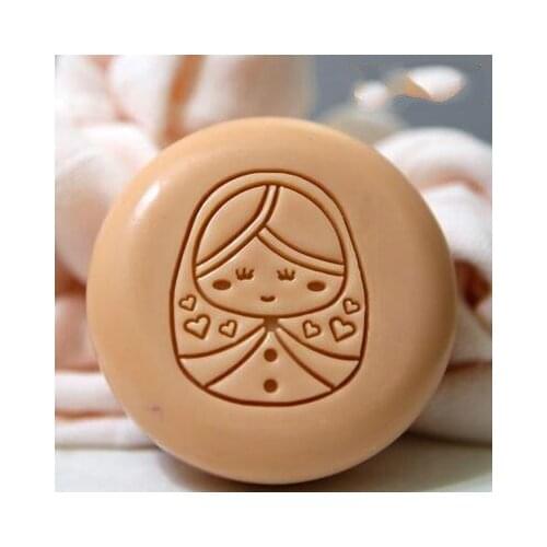 Russian girl handmade soap pattern Mini diy soap stamp chaprter seal 4-5CM
