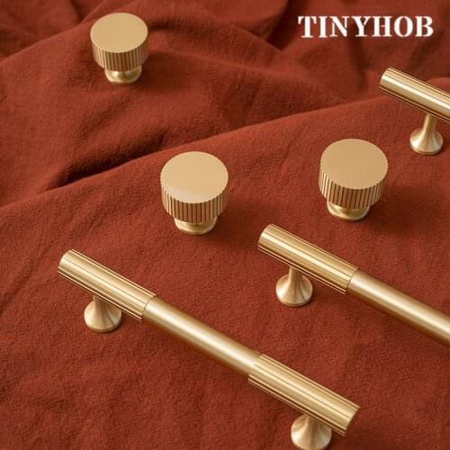 Modern Style/Vertical lines Solid Brass Drawer Knobs T bar Handle Bedroom Pulls Kitchen Cabinet Door Handle Pull
