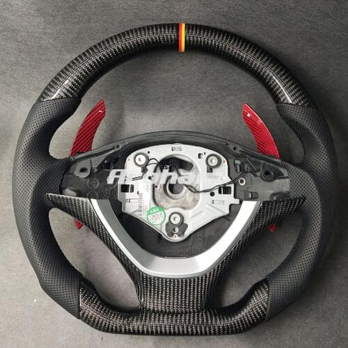 Custom Flat Bottom Carbon Fiber Steering Wheel With Paddles For BMW X5 X6 E71 X5M X6M E70 2009 2010 2011 2012 2013 2014 2015