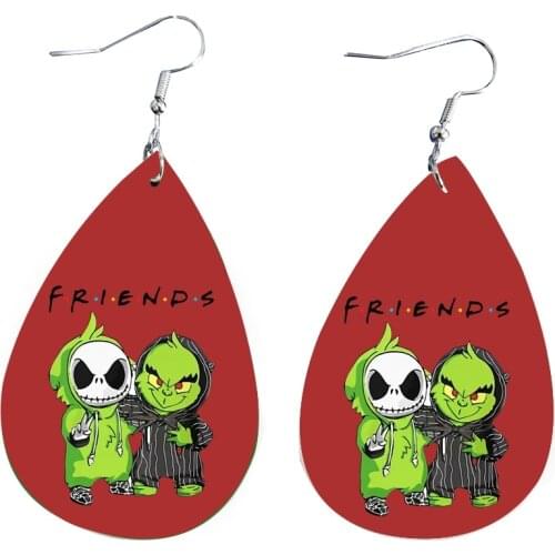 Friends Grinch Earrings Faux Leather Bulk Order Wholesale