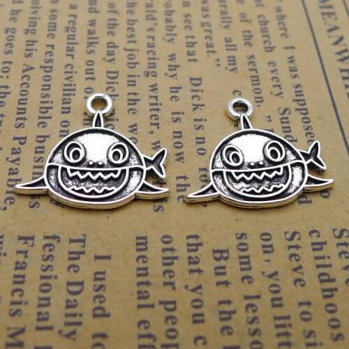 20Pcs 16*18mm Antique Silver Color Alloy Cute Goldfish Dolphin Charms Earrings Pendant Accessories Charms For Jewelry Making