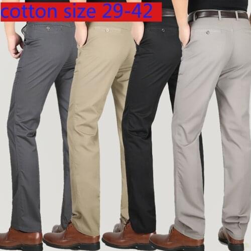 New Arrival Fashion Large High Quality Pants Spring Summer Thin Pure Cotton Men Casual Full Length Plus Size 29-35 36 38 40 42