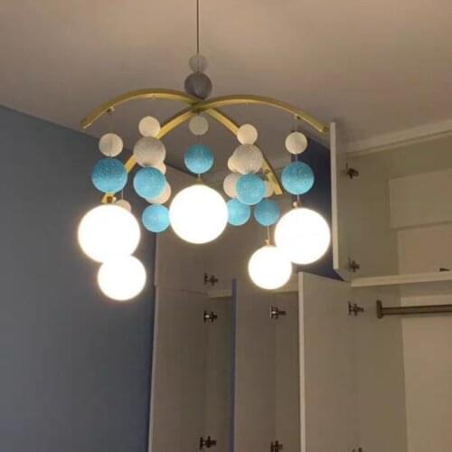 Modern Childrens Room LED Chandelier Pink Blue Restaurant Bedroom Hanging Light Fixtures G9 110-240V Loft Decoration Lamp