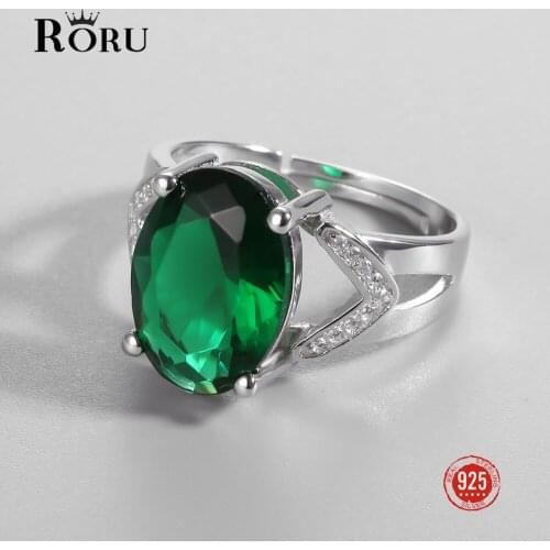 Sterling Silver 925 Ring Emerald Zircon Opening Ring Fine Jewelry Gift Luxury Noble Vintage Rings for Women