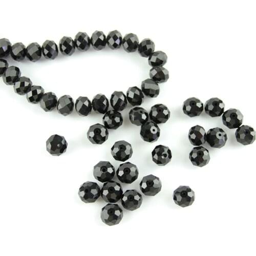 Super Shiny Black Austria Crystal Beads Loose Spacer Rondelle Beads Faceted Glass Beads for Home/Wedding Decoration