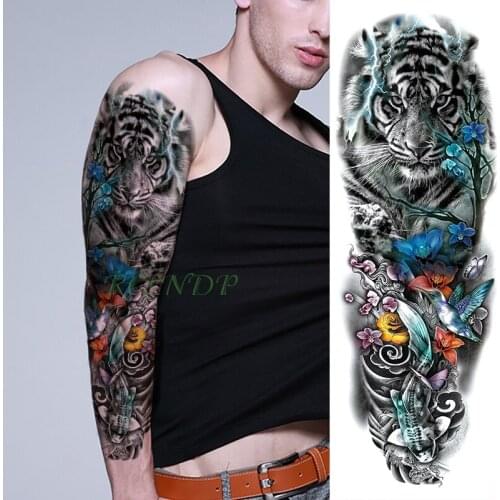 Waterproof Temporary Tattoo Sticker tiger bird fish flower butterfly tatoo full arm large fake tatto flash tattoos for men women