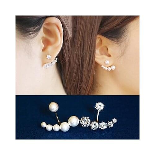 New 2017 Hot Sell Fashion Pearl & Crystal Design 925 Sterling Silver Stud Earrings for Women Jewelry Christmas Gift Wholesale