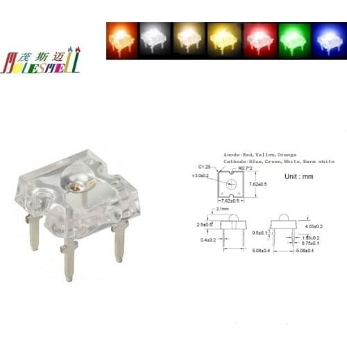 10pcs 3mm 4-Pin Round Piranha led Red Yellow Blue Green White Orange Warm white water clear lens LED light lamp Superflux LED