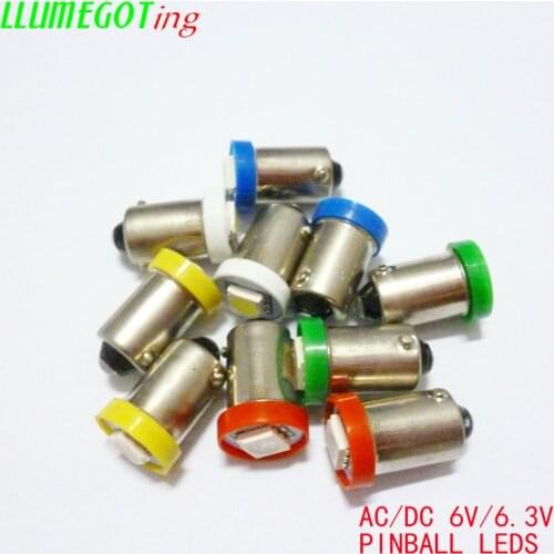 100pcs BA9S T4W #44 #47 Base 1SMD 5050 6.3V AC No Polarity Various Colour Available for Bally Pinball Game Machine Lamp Bulbs