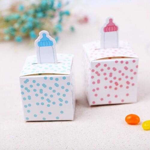 20PCS Classic Baby Bottle Favor Box Baby Birthday Party Giveaways Sweet Candy Boxes Gift Packaging Favors