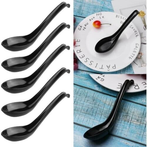5/10Pcs Ramen Noodle Soup Spoons with Long Handle and Hook for Restaurants Home Hotel Food Shop Dinnerware Soup Spoon Tableware