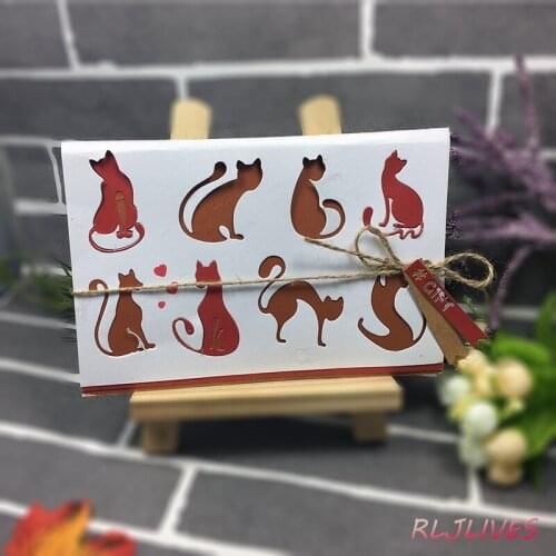 8Pcs/Set Cat Metal Cutting Dies Stencils for DIY Scrapbooking Stamp/photo album Decorative Embossing DIY Paper Cards