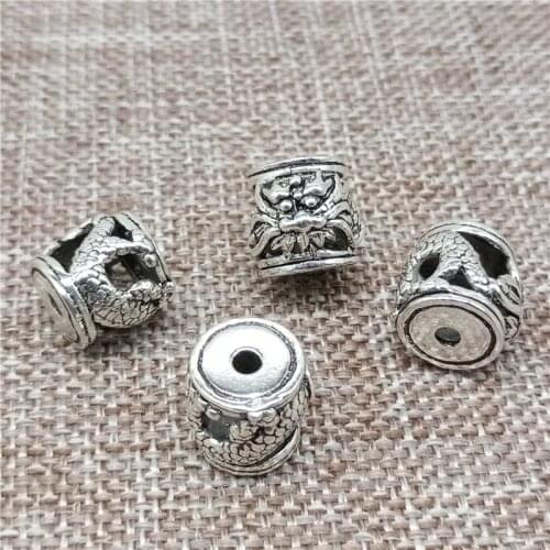 925 Sterling Silver Dragon Barrel Beads for Bracelet Necklace