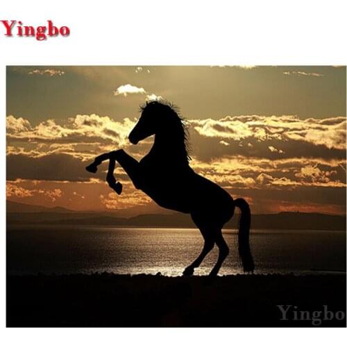 5D DIY Diamond Painting Beach horse Needlework Diamond Mosaic Craft Full Round Diamond Embroidery animal Home Decoration