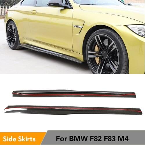 Side Skirts Extension Lips for BMW F82 F83 M4 Coupe Convertible 2014 - 2018 Side Skirts Aprons Carbon Fiber / FRP