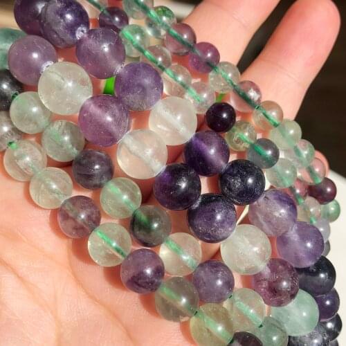 Natural Stone Beads Colorful Fluorite Stone Jewelry Round Loose Spacer Beads Handmade Jewelry Making Supplies 4/6/8mm