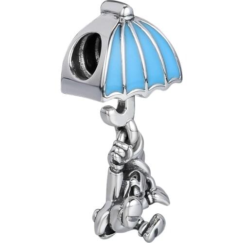 928 Sterling Silver Jiminy Cricket Dangle Charm Blue Vintage Beads Original Fits European Woman Bracelets For Jewelry Making