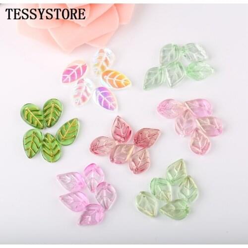 10pcs Small Leaf Shape Lampwork Beads Multi Gradient Color Glass Beads For Jewelry Making Handmade DIY Accessories