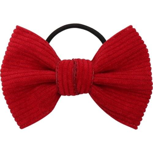 CN Kids Children Hair Scrunchies Corduroy Hair Rope Baby Hair Accessories Solid Color Bow Headbands Children Elastic Hair Turban