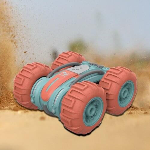 Children Remote Control Vehicle Toy Amphibious Vehicle Four-wheel 360 Degree RC Double Side Driving Spin Stunt Car Toys