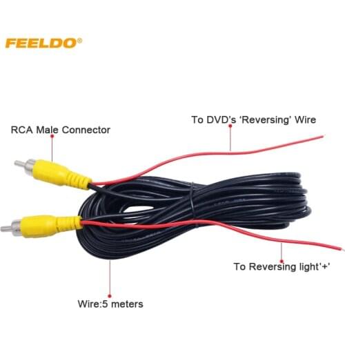 FEELDO 6M Car Reversing Camera Video Cable RCA With Spcial Reversing/Backup Detecting Wire #MX1492