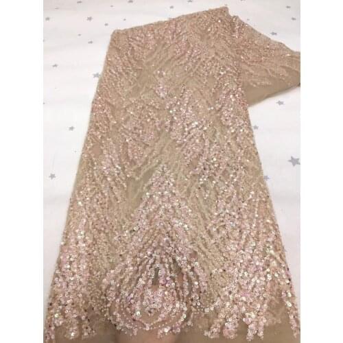 French Net Lace Fabric with beads and sequin SYJ-528885 High Quality Lace Fabric For Wedding Nigerian Tulle Lace Material Sewing