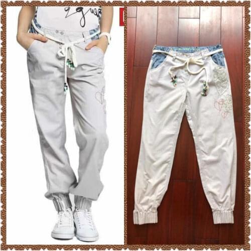 Spains original single foreign trade womens leg collection pants, small leg casual pants, available in gray and white