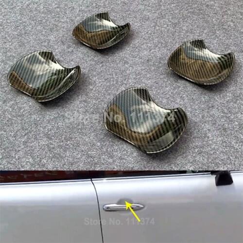 Carbon Look Silver Car Door Exterior Handle Bowl Protect Decor Cover Trim For Toyota Harrier Venza 2020 2021 Car Decoration