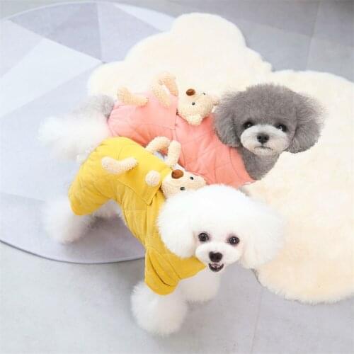 Pet Jacket Warm Winter Clothes Dogs Coat Jacket Pet Puppy Cartoon Bear Cotton-padded Coat Four-legged Dog Clothing