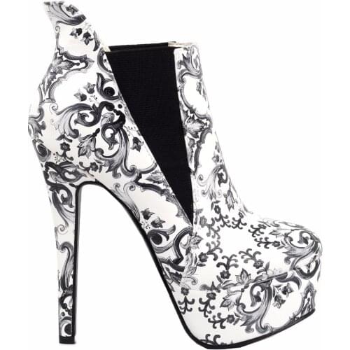 LF80843 Blue And White Porcelain Platform Stiletto Ankle Boot Bootie Size 4/5/6/7/8/9/10