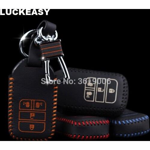 LUCKEASY High Quality leather remote key Case Cover Holder For Honda Odyssey 2015
