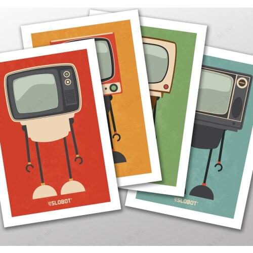 Mike Slobot - Midcentury Inspired TV Robot Art - Illustration Minimal Design Space Age Modern Pop Contemporary Modern Poster