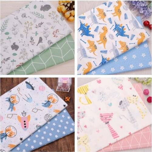 Cartoon Animal Rabbit Dinosaur Cat Spaceship Cotton Fabric Patchwork Cloth for DIY Sewing Quilting Fat Quarters Material Tissus