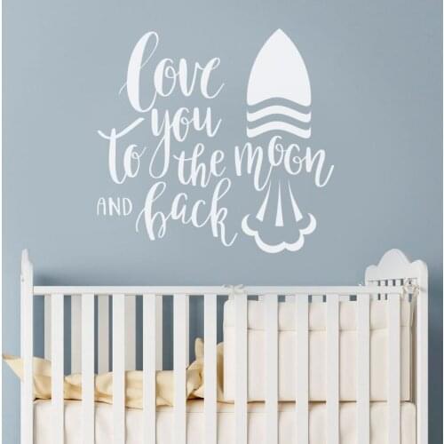 YOYOYU Wall Decal Rocket Wall Sticker I Love To The Moon Baby Nursery Poster On The Wall decor Kids Baby Vinyl Repetbable YO031