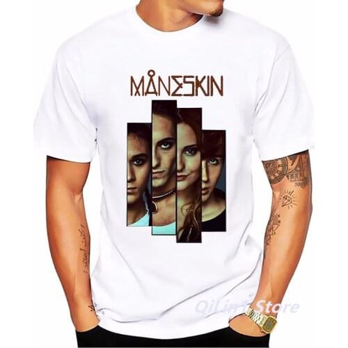 Newest Maneskin Eurovision Rock And Roll Never Dies T-Shirt Men MåNeskin Damiano David T Shirt Homme Summer Fashion Tshirt Tops