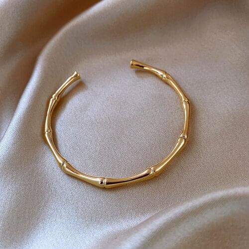 2021 New Design Bamboo Shape Adjustable Size Bracelet for Women Fashion Luxury Korean Jewelry Retro Girls Unusual Bangle