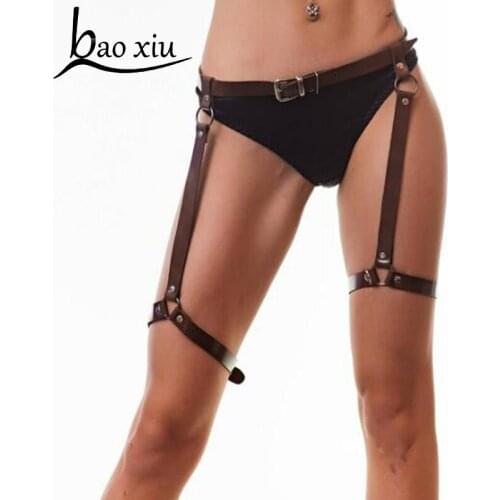 New Sexy Harajuku Gothic Holographic Fetish Leg Belt Leather Harness Body Bondage Stocking Silver Tassel Punk Body Bondage Belts