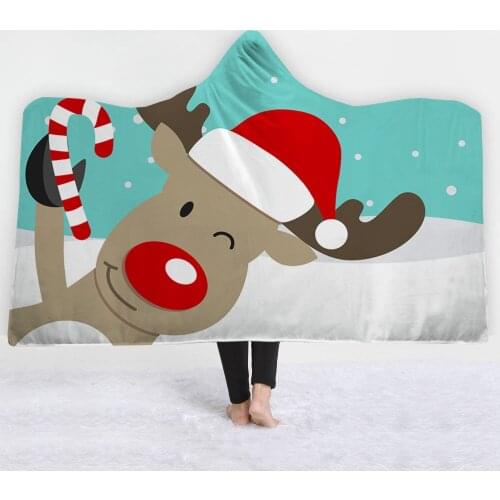 Hooded Blanket For Adults Christmas Sherpa Fleece Woman Throw Blanket Microfiber Dropshipping