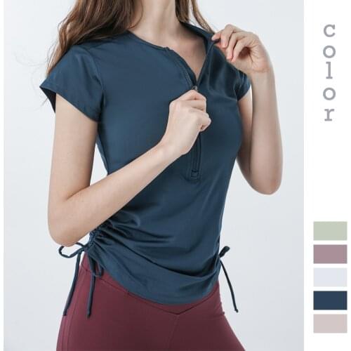 Yoga Clothes New Drawstring Short-sleeved T-shirt Slim Quick-drying Running Fitness Clothes Sportswear Women