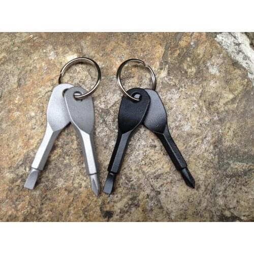 Wholesale EDC Multifunction Screwdriver Key Shape Stainless Steel Mini Slotted Phillips Screwdrivers Keychain Pocket Repair Tool