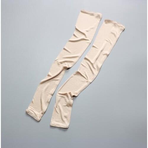 Womens spring summer natural silk fingerless driving gloves female summer sunscreen Uv protection silk arm sleeve 59cm R1311