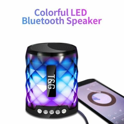 Portable LED Colorful Light Wireless Bluetooth Speaker Mini Outdoor Bass Stereo Hi-Fi Loudspeaker Support TF Card FM 3D22