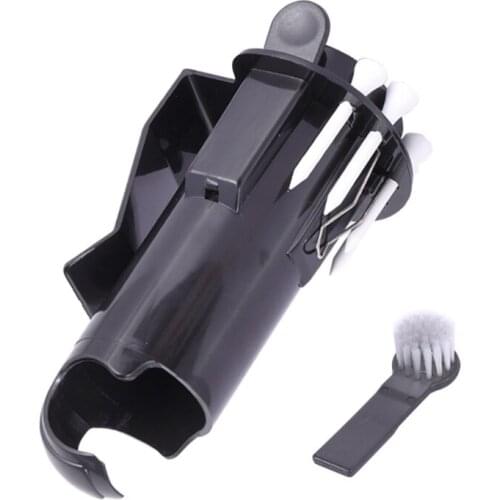 Portable Palstic Clip Golf Ball Tee Holder Caddy With Brush Three Ball Cup