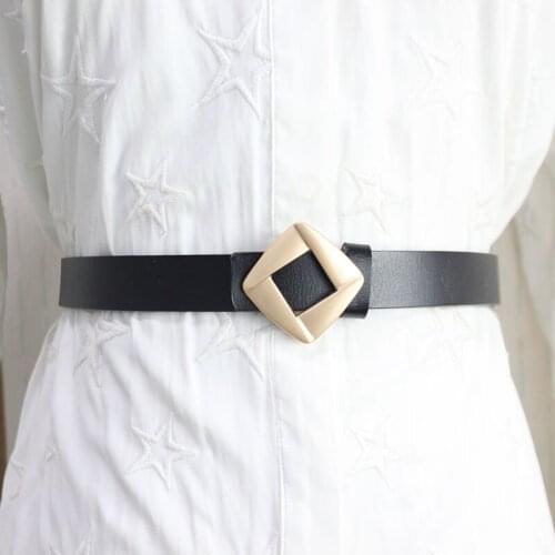 CHNTENSHO Korean fashion diamond leather belt womens dress jeans versatile casual belt